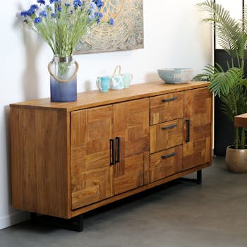 Buffet bas teck 3 portes 3 tiroirs BALI