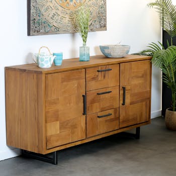 Buffet bas teck 2 portes 3 tiroirs BALI