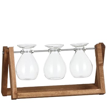 Soliflores X3 suspendus sur support bois