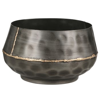 Cache-pot rond anthracite à liseré H 11 cm