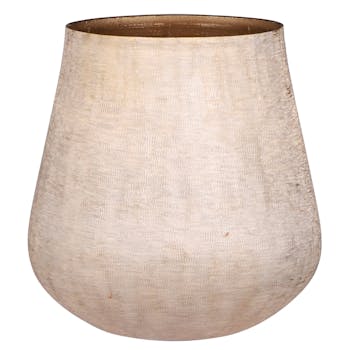 Pot rond couleur beige H 16 cm