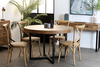 Table à manger ronde bois recyclé D120 BRISBANE