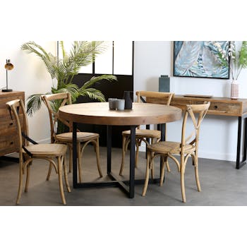 Table à manger ronde bois recyclé D120 BRISBANE