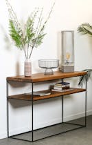 Console bois et métal double plateau OKA 120 cm