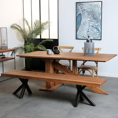 table à manger moderne piètement oblique chêne massif 240