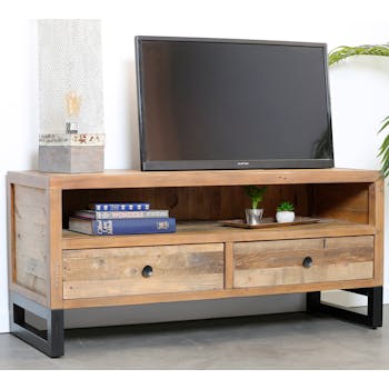 Meuble TV bois recyclé 2 tiroirs BRISBANE
