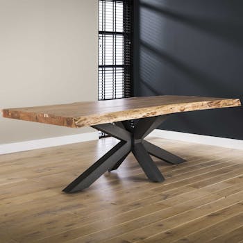 Table salle à manger bois massif pied mikado 200 cm MELBOURNE