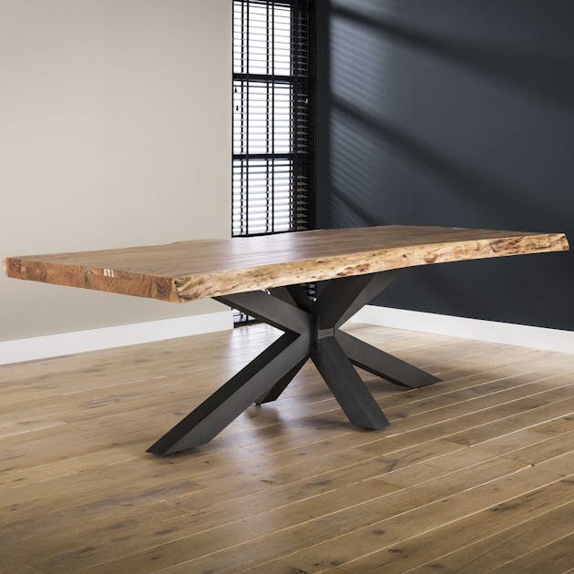  Table  carr e bois  massif pied mikado 150 cm MELBOURNE 