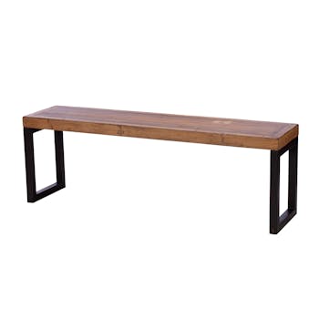 Banc Bois recyclé pieds métal carrés 140x35x48cm BRISBANE