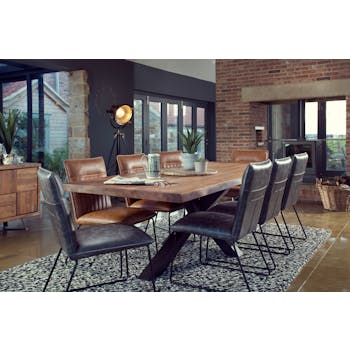 Table salle à manger bois métal pied croisé 200 cm OKA
