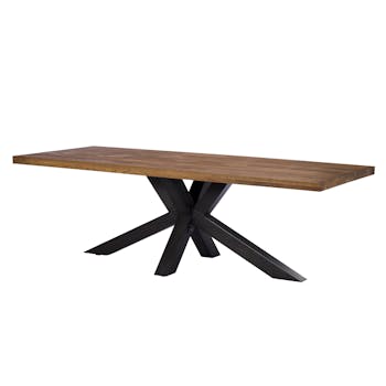 Table salle à manger bois métal pied croisé 240 cm OKA