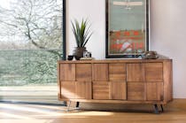 Buffet bois motif damier 3 portes 176 cm OKA