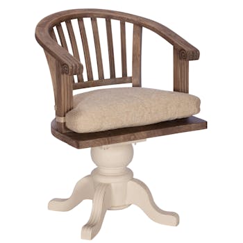 Fauteuil de bureau blanc bois recyclé pivotant BRISTOL
