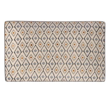 Plateau 29x17cm Nelson écru à motifs Triangles et points orange et bleus