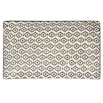 Plateau 29x17cm Le Cap écru à motifs forme "œil" tons foncés