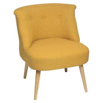 Fauteuil jaune safran capitonné crapaud LYLIE