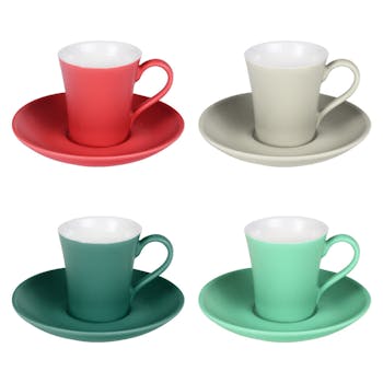 Coffret 4 tasses à expresso avec sous tasse 10cl