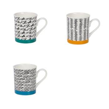 Coffret 8 tasses à expresso bande coloré et graphisme noir et blanc 10cl