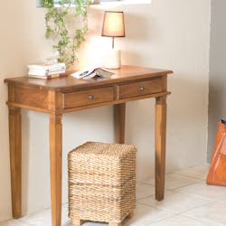 Bureau console colonial Teck Miel 90cm BISHO