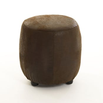 Pouf rond 32cm microfibres chocolat BRITISH