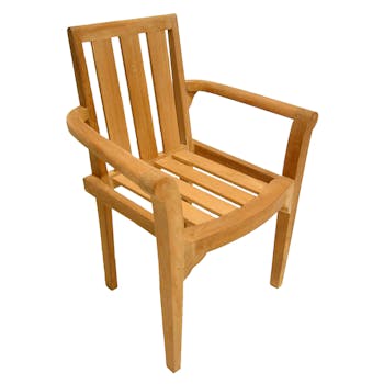 Fauteuil de jardin en Teck brut massif empilable 92cm SUMMER
