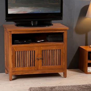 Meuble TV bois de teck 2 portes BISHO