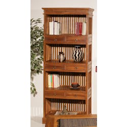 Bibliothèque coloniale Teck Miel 6 tiroirs BISHO