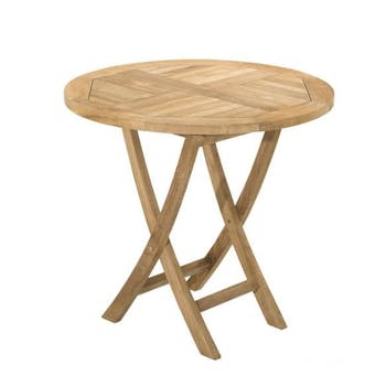 Table de jardin en Teck brut ronde pliante 80cm SUMMER