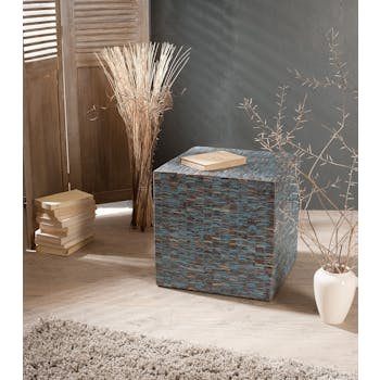 Pouf COCO cube bleu ciel 42x42cm