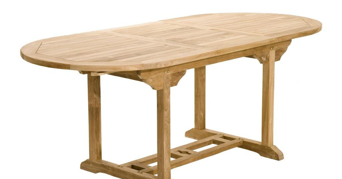 Table de jardin en teck brut ovale extensible 120/180x90x75cm SUMMER