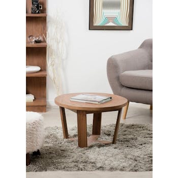 Petite table basse ronde bois cannelle 65x65x40 FANNY