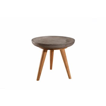 Table d'appoint ronde béton et chêne 50x50 FERRER