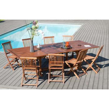 Table de jardin extensible en Teck huilé massif 200/300x120x75cm MACAO