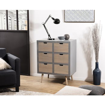 Commode moderne grise bois effet béton LORENS