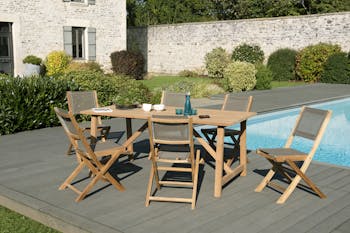 Salon de Jardin Teck Table rectangle 180 + 6 chaises SUMMER ref. 30020840