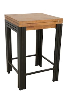 Table bar / Mange debout carrée extensible hévéa recyclé naturel et métal noirci 70/140X70X105cm DOCKER