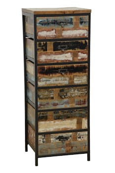 Chiffonnier 6 tiroirs en Hévéa recyclé coloré et métal 45x40x120cm LOFT COLORS