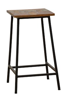 Tabouret en Hévéa recyclé coloré et métal 40x40x60cm LOFT COLORS