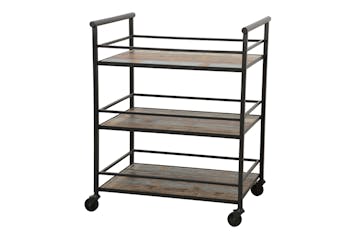 Serviteur 3 étages à roulettes en Hévéa recyclé coloré et métal 70x54x76cm LOFT COLORS