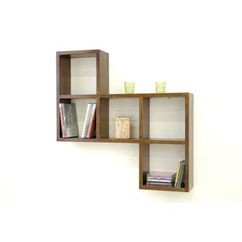 Etagère murale asymétrique hévéa 72x14x72cm MAORI