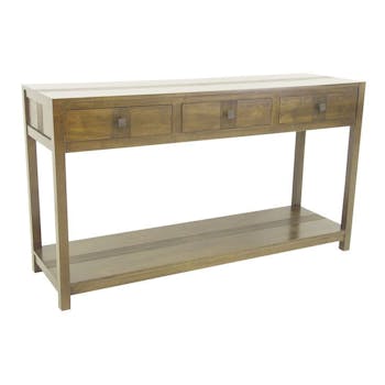 Console 3 tiroirs double plateau hévéa 150cm GALA