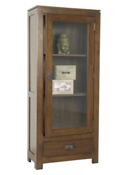 Etagère vitrée hévéa 60x140cm HELENA
