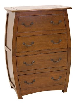 Commode arrondie 4 tiroirs hévéa TRADITION