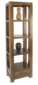 Etagère colonne 1 tiroir bois hévéa massif H190cm HELENA