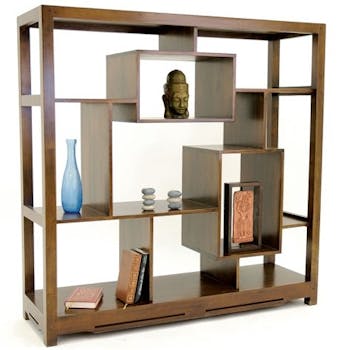 Bibliothèque étagère destructurée hévéa 130x130cm MAORI