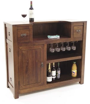 Meuble bar hévéa 120x46x105cm TESSA