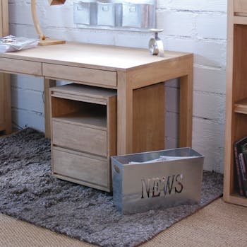 Caisson de bureau roulettes hévéa 2 tiroirs 60cm OLGA