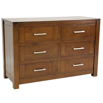 Commode moderne 6 tiroirs bois massif hévéa ATTAN