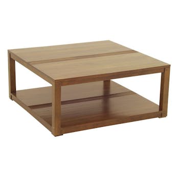 Table basse hévéa double plateau 90x90cm GALA