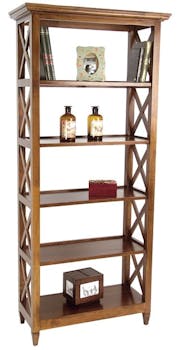 Bibliothèque exotique 5 étagères hévéa 90x200cm TRADITION